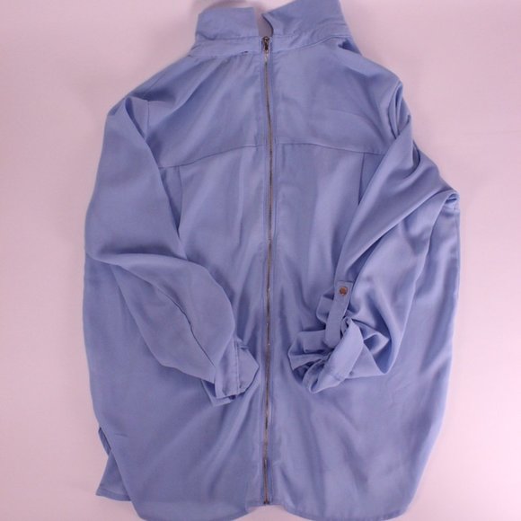 Light Blue Button Down Blouse - Picture 4 of 6